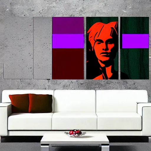 Image similar to old - style cyborg, 6 panels by andy warhol, with highly contrasted colors and an illuminating background