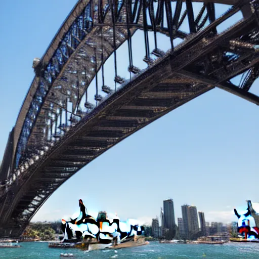 Prompt: sydney harbour bridge constructed from lego, canon eos r 3, 8 k, raw, unedited