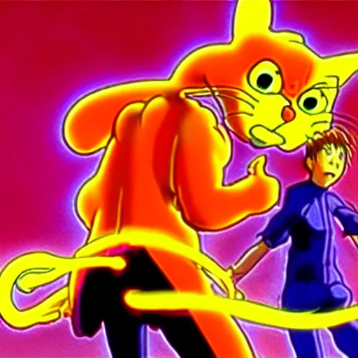 Image similar to garfield in the third impact, neon genesis evangelion, anime