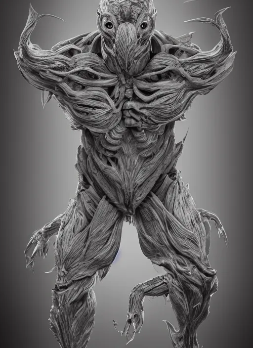 Prompt: full body and head monster anatomy, ross tran, anatomical, highly detailed sculpture, intricate detailed, ommatidia, 8 k, cinematic atmosphere, post - processing