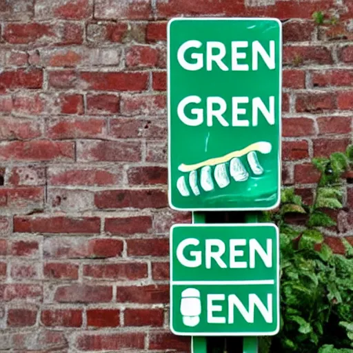 Image similar to a road sign that says green beans