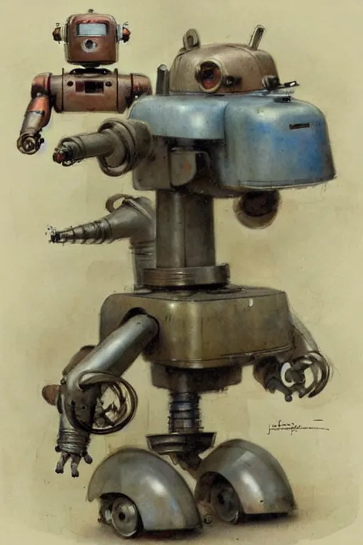 Prompt: (((((1950s inventors workshop full of robots . muted colors.))))) by Jean-Baptiste Monge !!!!!!!!!!!!!!!!!!!!!!!!!!!