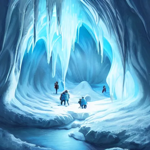 Image similar to ice cave, digital paintting, artstation, high quality