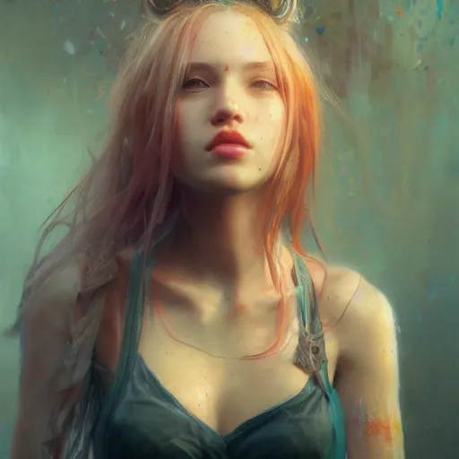 Image similar to ( ( ( portrait of an e - girl ) ) ) by daniel f. gerhartz and matt stewart, fantasy, photorealistic, octane render, unreal engine, dynamic lighting, perfect factions, very detailed faces, trending on artstation, poster, volumetric lighting, 4 k, award winning