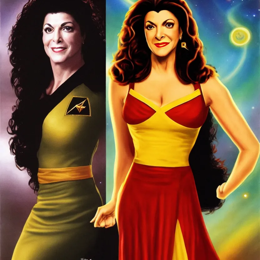 Image similar to deanna troi in the style of midjourney