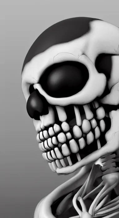 Image similar to Portrait of Sans from Undertale as a real skeleton. Studio lighting, 4K, sigma 85mm