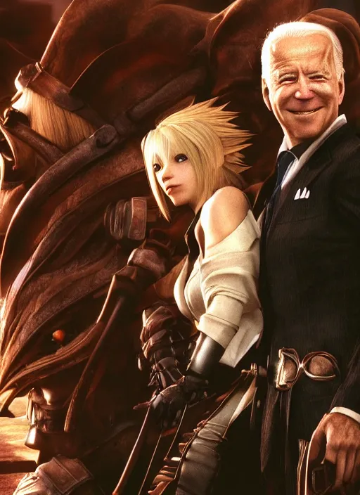 Image similar to a full portrait photo of biden in final fantasy ix style, f / 2 2, 3 5 mm, 2 7 0 0 k, lighting, perfect faces, award winning photography.