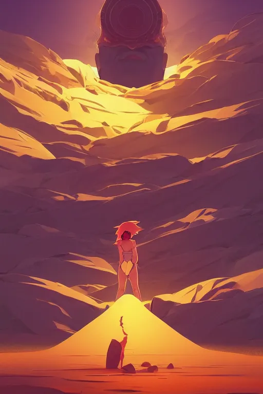 Image similar to final boss, desert scene, centered, solid bacgkround, median photoshop filter cutout vector behance, hd by artgerm, jesper ejsing, by rhads, makoto shinkai and lois van baarle, ilya kuvshinov, rossdraws, illustration, art by ilya kuvshinov and gustav klimt