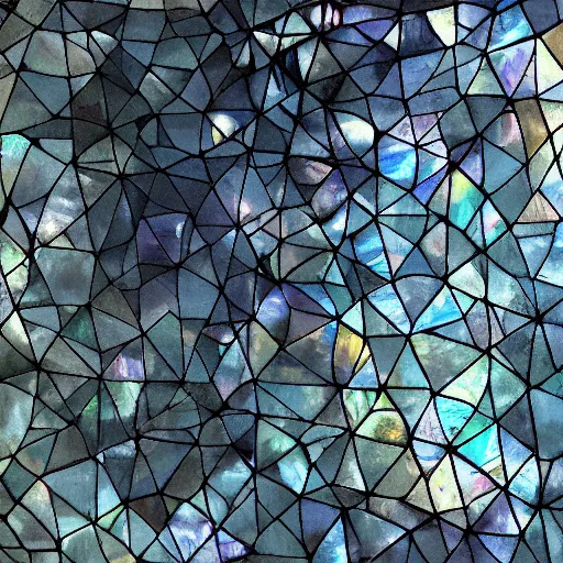 Image similar to dark matter faceted reality breaks into fragments, the mother - of - pearl sky and the black window