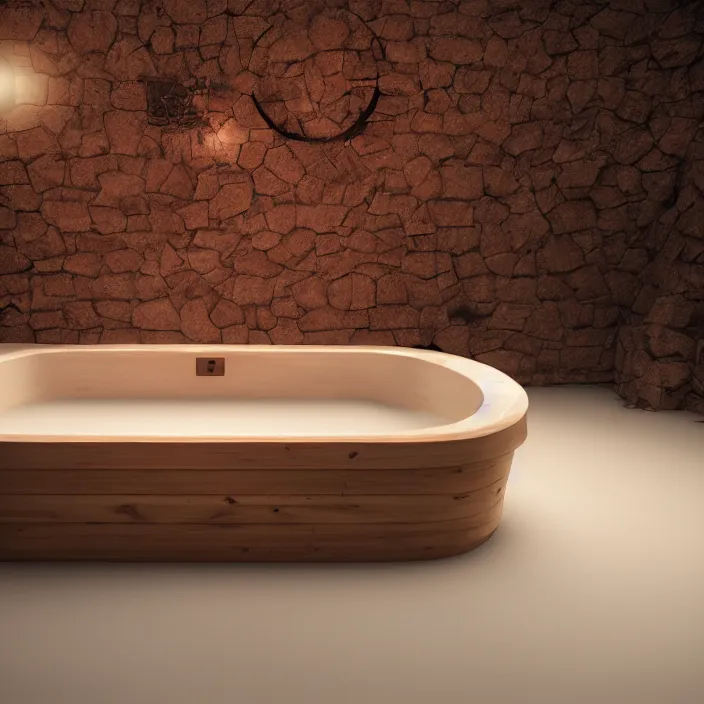 Image similar to a nymp swimming in a wooden tub while it's blood moon, au naturel, digital art, trending in artstation, cinematic lighting, studio quality, unreal engine 5 rendered