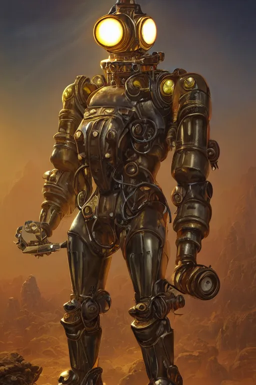 Image similar to hardmesh retro futurist steampunk spider fallout 7 6 power armor, hyper realistic, art cover, official fanart behance hd artstation by jesper ejsing, by rhads, makoto shinkai, final fantasy, unreal engine highly rendered, global illumination, radiant light, intricate environment radiating a glowing aura global illumination ray tracing hdr