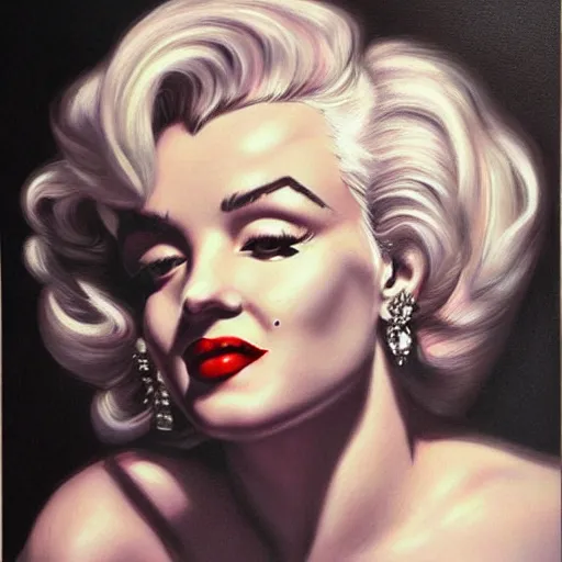 Image similar to pencil art, detailed portrait of marilyn monroe, intricate, hyper detailed, realistic, oil painting, by julie bell, frank frazetta, cinematic lighting