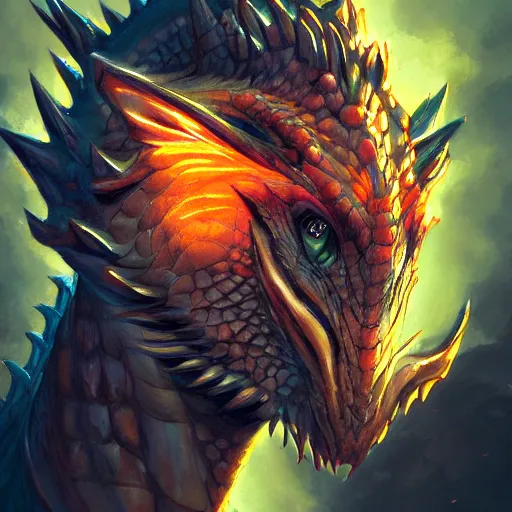 Image similar to Dragon portrait, artstation