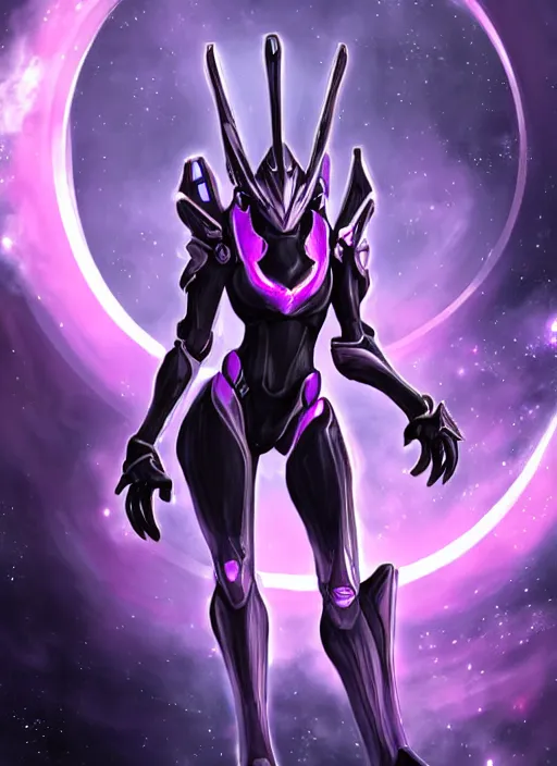 Image similar to detailed cinematic shot, cosmic sized perfectly proportioned stunning beautiful hot female warframe, detailed mecha female dragon head, metal ears purple eyes, sleek silver armor, fuschia leds, floating in empty space, nebula sized, holding a planet, epic proportions, epic size, epic scale, furry art, dragon art, giantess art, warframe fanart, furaffinity, deviantart