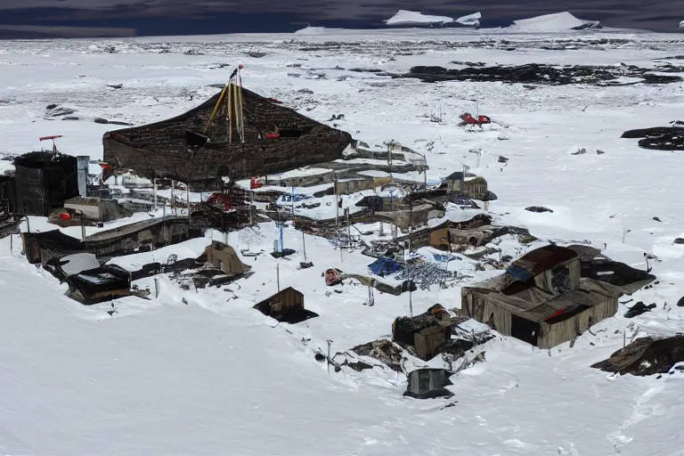 Image similar to high - tech antarctic archaeological dig site