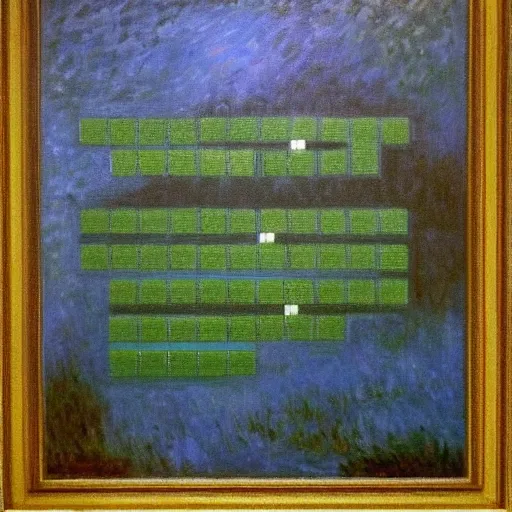 Image similar to a painting by monet of tetris