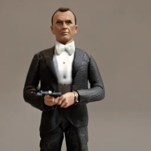 Prompt: photo of james bond toy, macro photo,