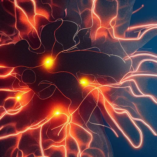 Prompt: neuronal firing in the brain, octane render