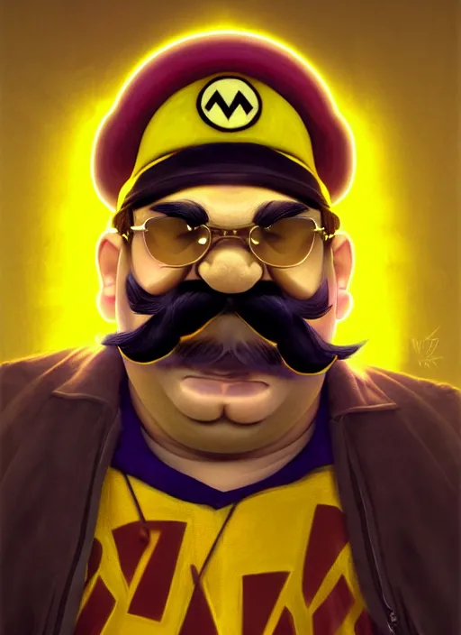 portrait of wario from warioware, zigzag moustache, no | Stable ...