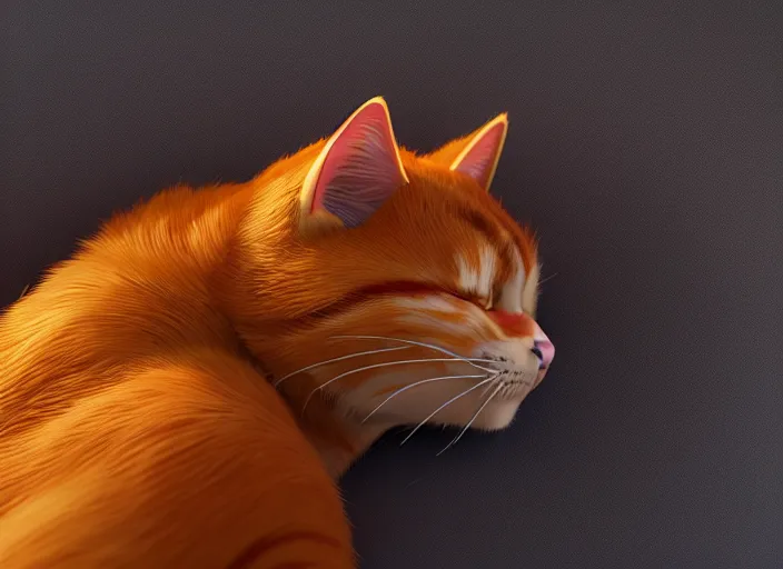 Prompt: a wholesome animation key shot of a ginger cat sleeping, close up, studio ghibli, pixar and disney animation, sharp, rendered in unreal engine 5, clear sky, anime key art by greg rutkowski, bloom, dramatic lighting