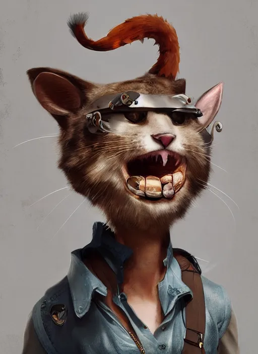 Image similar to a beautiful half body portrait of a cute anthropomorphic pirate cat fursona. eye patch. character design by cory loftis, fenghua zhong, ryohei hase, ismail inceoglu and ruan jia. volumetric light, detailed, rendered in octane