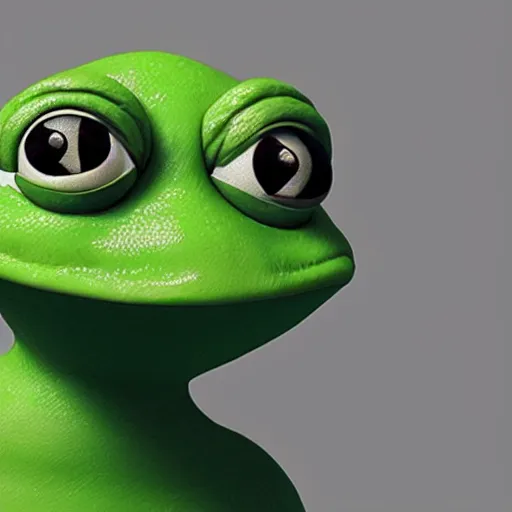 Image similar to a sadge - sad - pepe - the - frog, looking more depressed than usual, quivering lips, fists in the air, sweat flying, cgi render, zbrush, octane, keyshot render