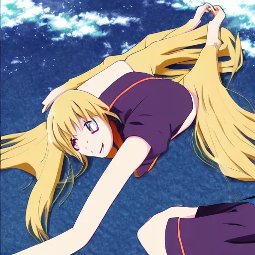 Prompt: an anime portrait of tohru sinking into the ground from a magic spell, anime style, pixiv.