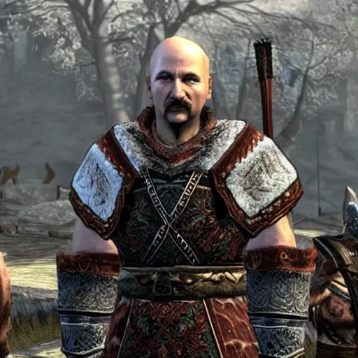 Image similar to Alexander Lukashenko as a Jarl in The Elder Scrolls V: Skyrim