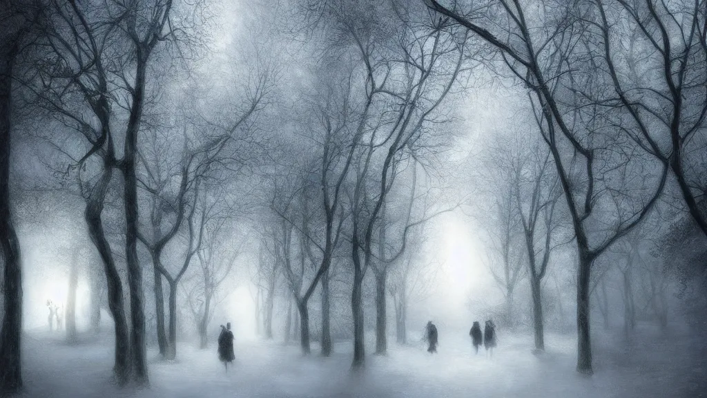 Prompt: the entrance to [ the secret garden ] in winter. claustrophobic. andreas achenbach, artgerm, mikko lagerstedt, zack snyder, tokujin yoshioka