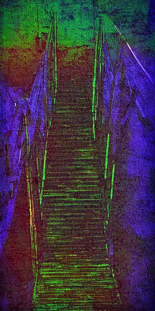 Image similar to jacob's ladder artistic rendition saturated colors deep blacks