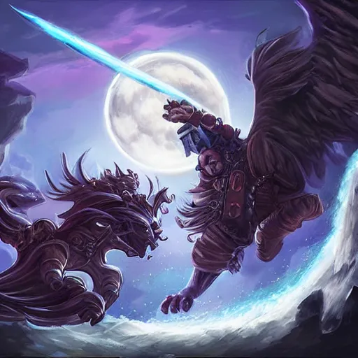 Prompt: moonlight striking attack, hearthstone art style, epic fantasy style art, fantasy epic digital art, epic fantasy card game art