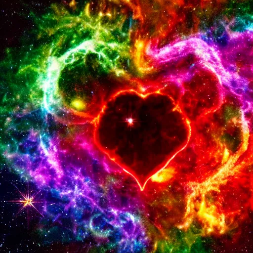 Prompt: the supernova and nebula shaped like a love heart rendered in apophysis