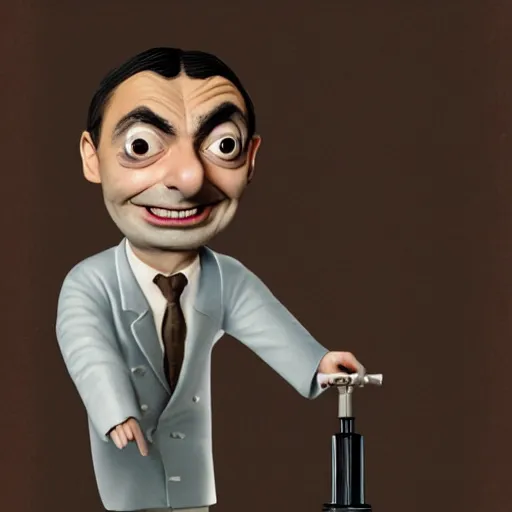 Image similar to portrait of mr. bean as a mad scientist