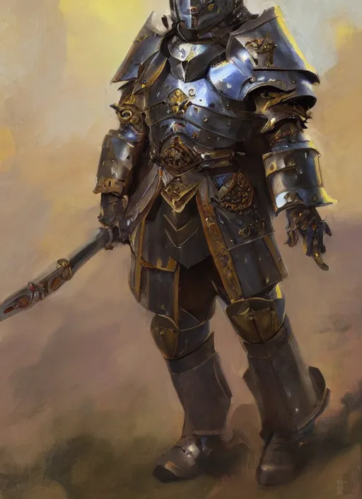 Image similar to a highly detailed paladin portrait with armour, fantasy, by gregory manchess, james gurney, james jean