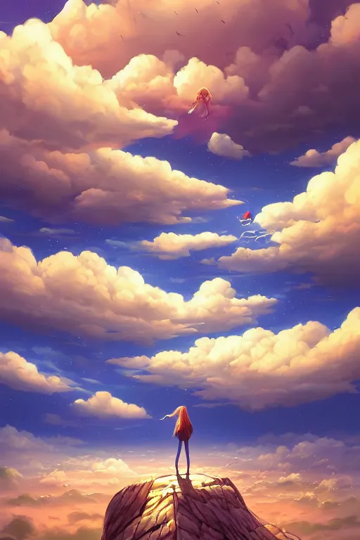 Prompt: A beautiful ultra detailed matte painting a sky in the wind vivid colors, by Cyril Rolando, David Wiesner, unreal engine, trending on artstation