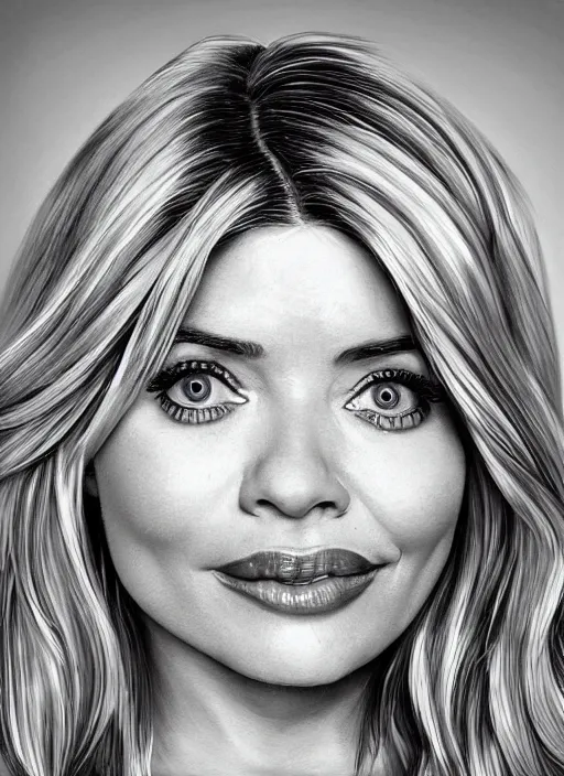 Image similar to holly Willoughby with the physique of a body builder, full body, symmetrical facial features, eye contact, hyper realistic, ultra detailed, cinematic, dynamic lighting, photorealistic, refined, intricate, digital art, digital painting, masterpiece, 8k