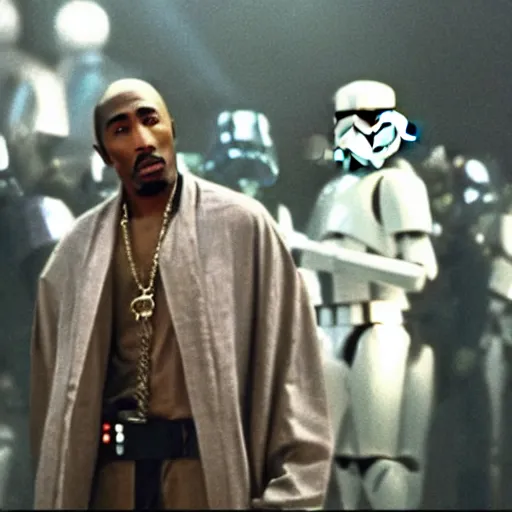 Prompt: tupac shakur starring in star wars 1 9 7 2