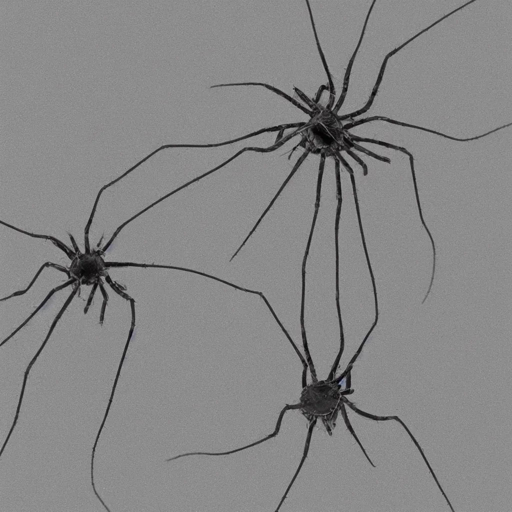 Prompt: Cellar spider under electron microscope