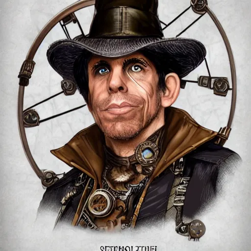 Image similar to ben stiller as steampunk wizard, futuristic, symmetrical, highly detailed, fantasy, high resolution, trending on artstation