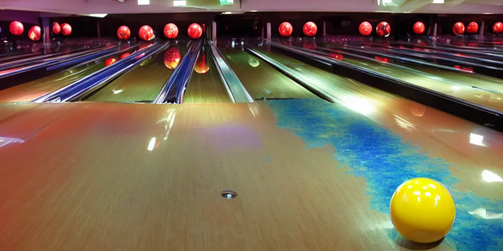 Prompt: Bowling alley made out of Jell-O
