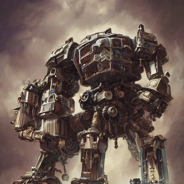 Image similar to dieselpunk warrior, symmetrical goliath mecha with details and decals. sci - fi, by mandy jurgens, ernst haeckel, james jean
