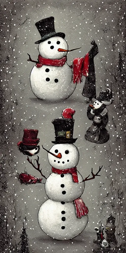 Image similar to a snowman scene by alexander jansson