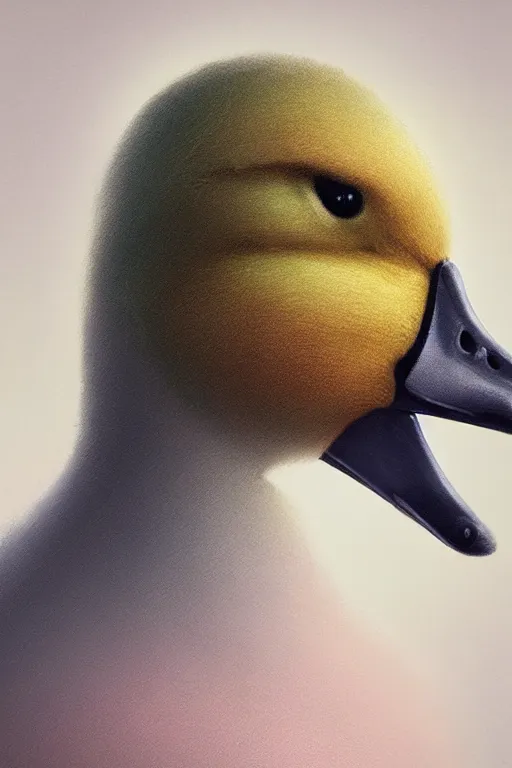 Image similar to scifi duck concept portrait, detailed, sharp focus, pastel, intricate, realistic, smooth, volumetric lighting, digital painting, by miyazaki