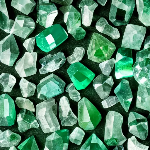 Prompt: green crystal gem, cave crystals, neutral background
