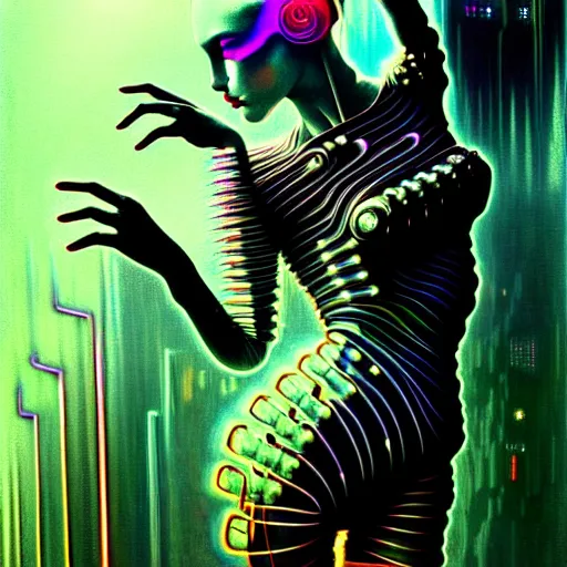 Image similar to extremely psychedelic beautiful brutalist cyborg organism ballerina infected by night. intricate, elegant, highly detailed, extremely lifelike photorealistic digital painting, artstation. steichen, gaston bussiere, tom bagshaw, brutalist cyberpunk alphonse mucha, giger. elegant minimalism. anatomically correct. sharp focus. black. surreal lush cosmic hallucination