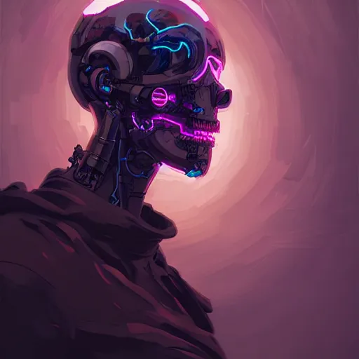 Image similar to a cyberpunk skull, by guweiz and wlop and ilya kuvshinov and artgerm and josan gonzalez, digital art