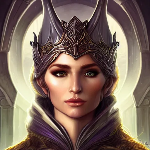 Prompt: elven queen character portrait by magali villeneuve, fantasy, dungeons & dragons, beautiful, artstation contest winner, detailed