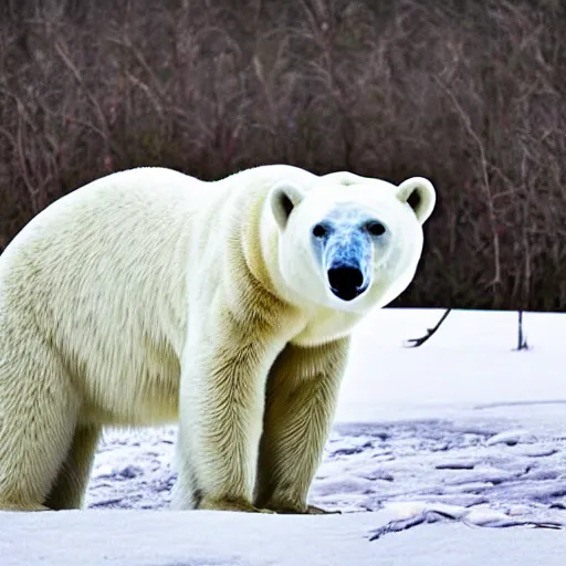 Image similar to Photo of an upright Polar Bear with a Kalashnikov