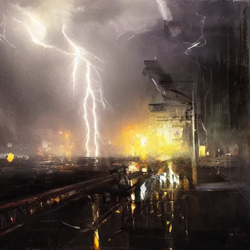 Prompt: lightning strom lightning all over the place bolts of lighting everywhere, realistic, ultrahd, jeremy mann painting