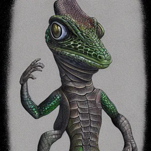 Prompt: a lizard - person, reptilian, scales, photorealistic